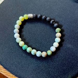 Great Father’s Day gift. Hand crafted Men’s bracelet- lava stone -jade Grounding